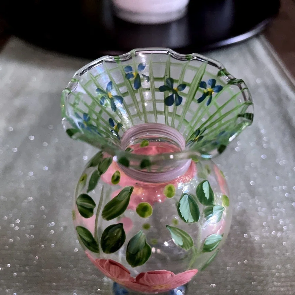 Tracy Porter Vintage Hand-Painted Glass Bud Vase~EUC